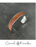 Bracelet manchette argent cuir - différentes couleurs