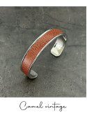 Bracelet manchette argent cuir - différentes couleurs