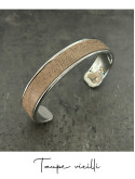 Bracelet manchette argent cuir - différentes couleurs