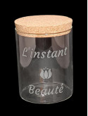 Bocal Verre Gravé "L'Instant Beauté" | Décoration Salle de Bain | 