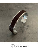 Bracelet manchette argent cuir - différentes couleurs