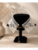 Collier Ras-de-Cou Dentelle Blanche et strass bleus Choker Romantique Femme