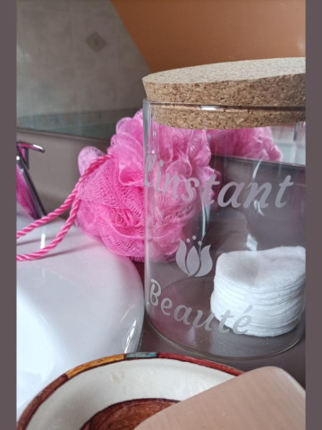 Bocal Verre Gravé "L'Instant Beauté" | Décoration Salle de Bain | 