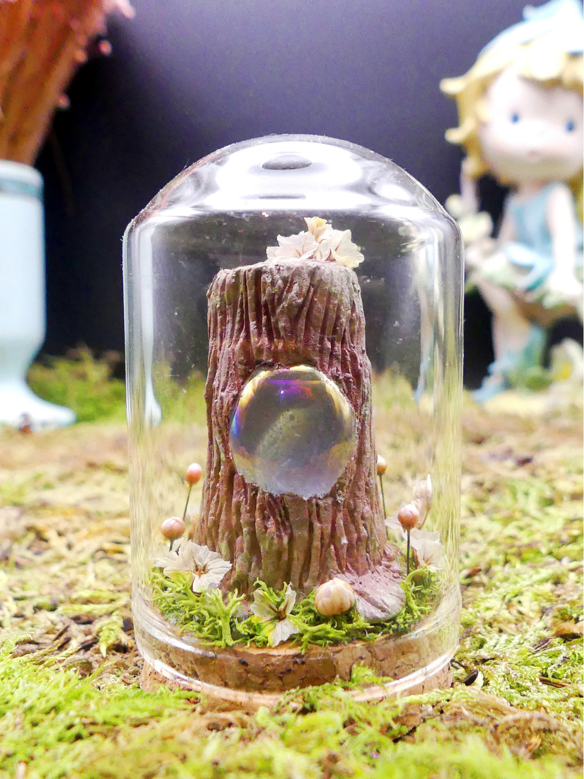 Mini monde sous cloche ~ Arbre enchanté rose