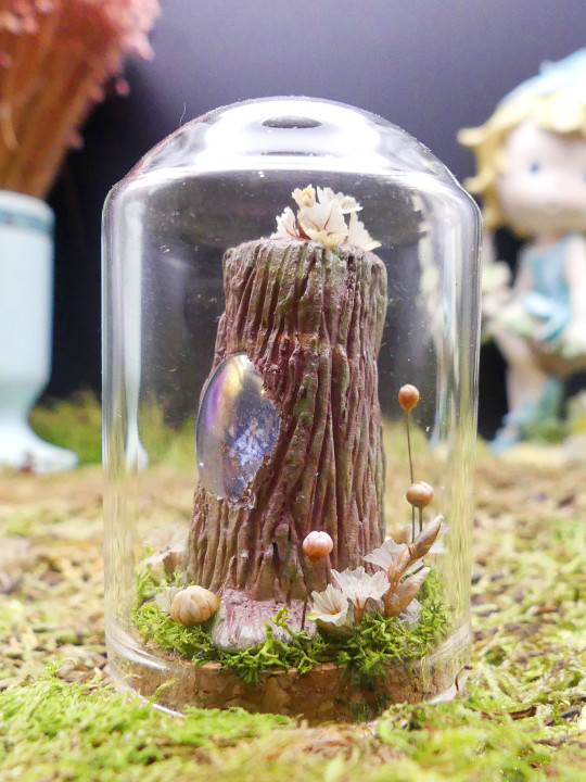 Mini monde sous cloche ~ Arbre enchanté rose