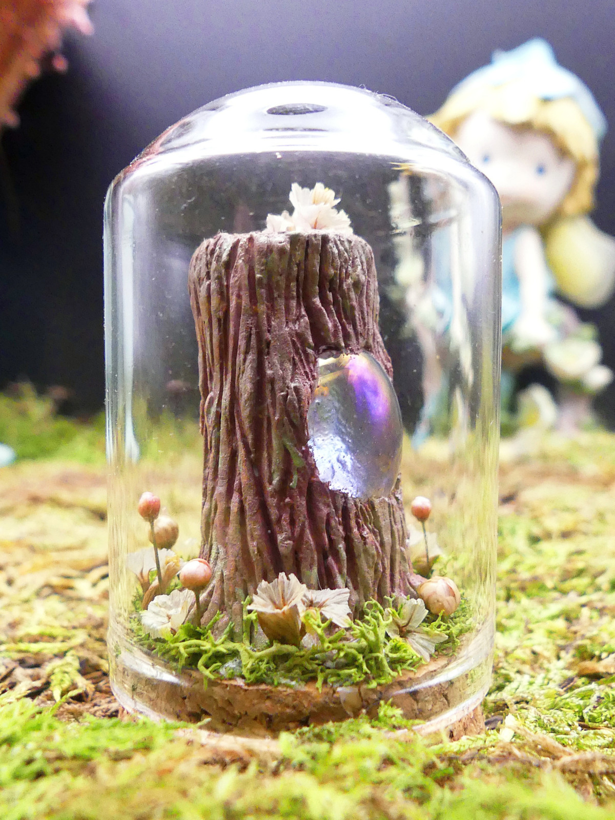 Mini monde sous cloche ~ Arbre enchanté rose