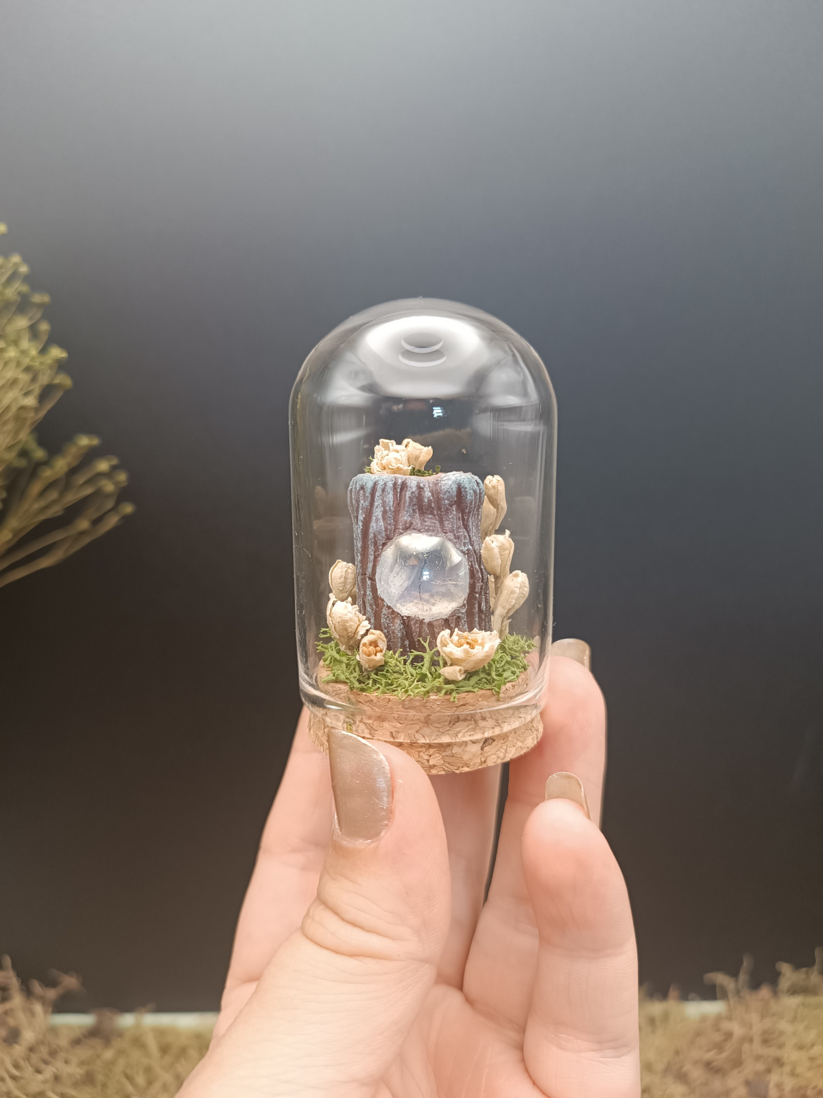Mini monde sous cloche ~ Arbre enchanté beige