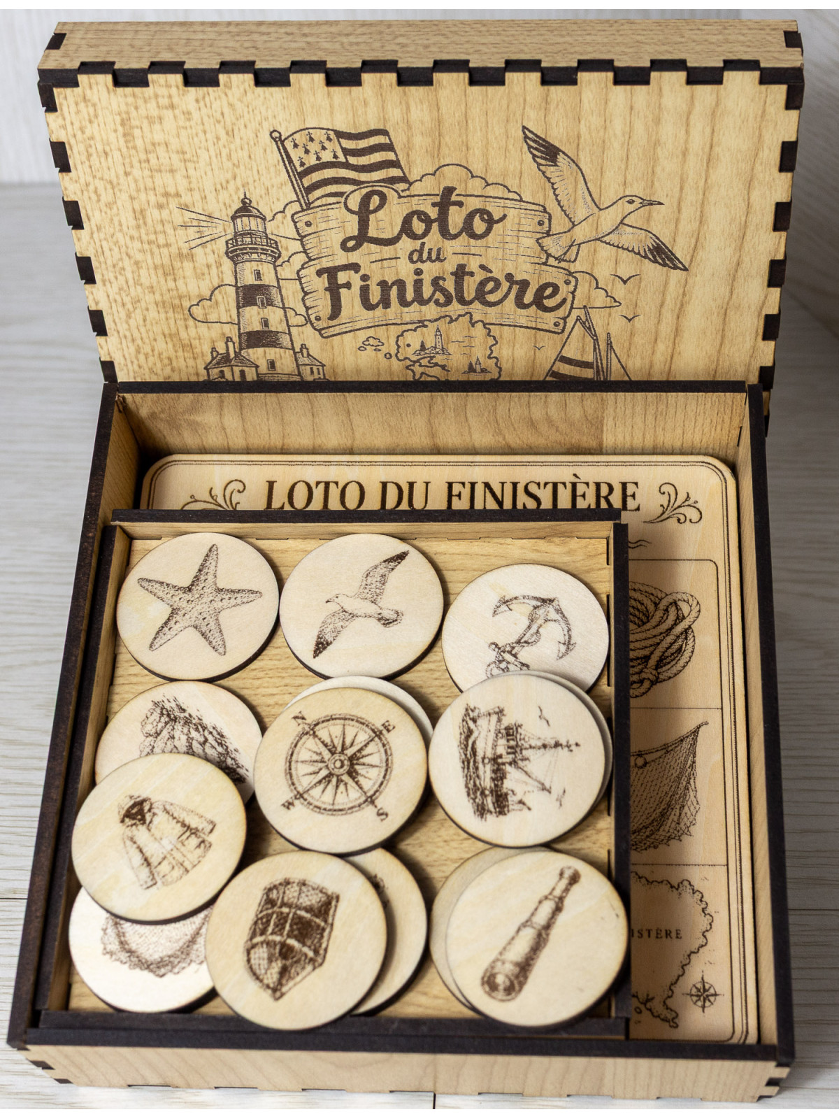 Loto du Finistère en bois – Jeu enfant artisanal