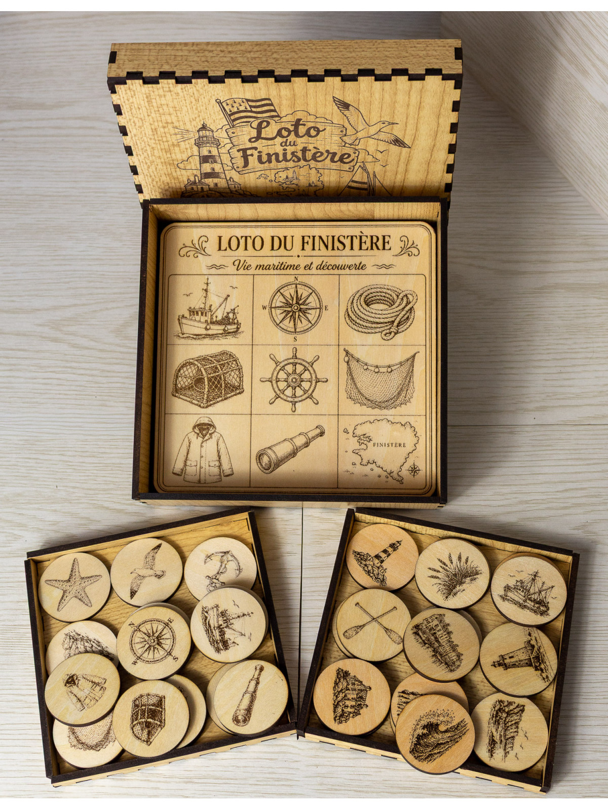 Loto du Finistère en bois – Jeu enfant artisanal