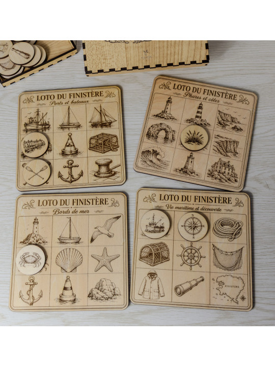 Loto du Finistère en bois – Jeu enfant artisanal