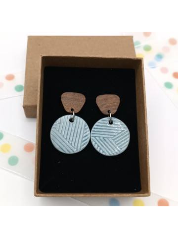 Boucles d'oreilles en céramique et bois