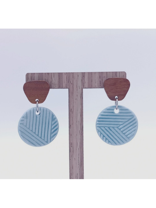 Boucles d'oreilles en céramique et bois