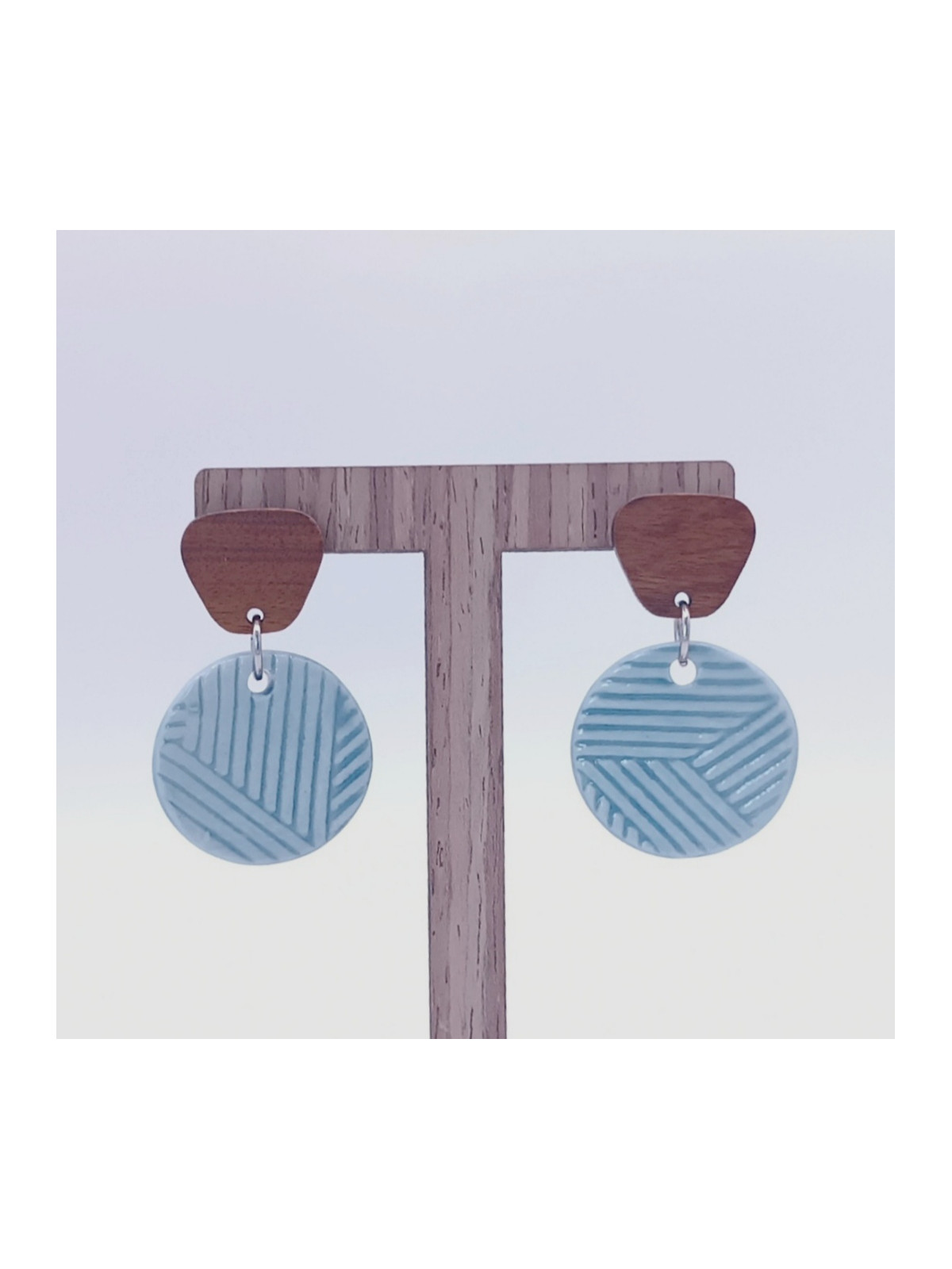 Boucles d'oreilles en céramique et bois