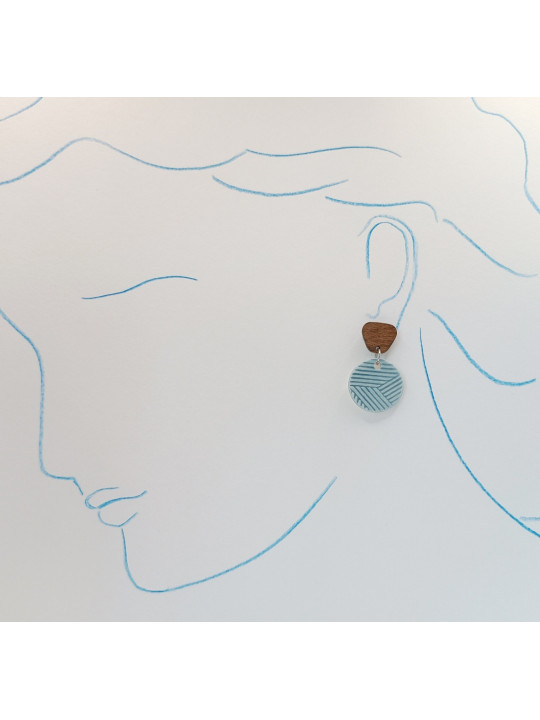 Boucles d'oreilles en céramique et bois