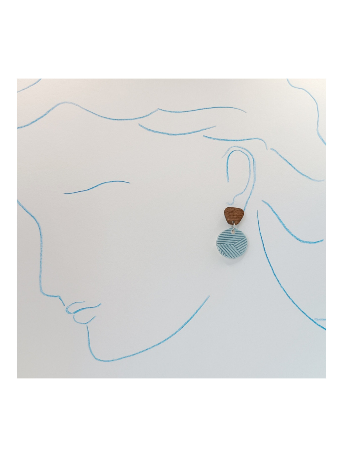 Boucles d'oreilles en céramique et bois
