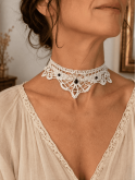 Collier en dentelle blanche vintage romantique et bohème chic