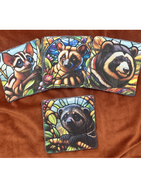 Lot de 4 lingettes lavables en coton et éponge bambou