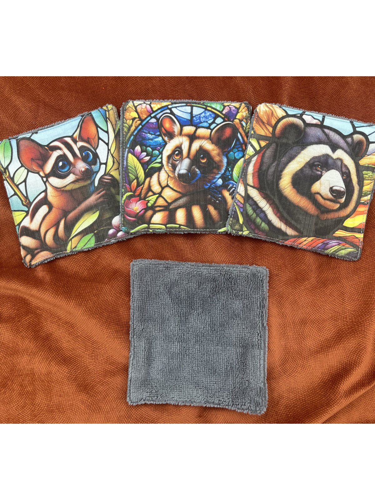 Lot de 4 lingettes lavables en coton et éponge bambou