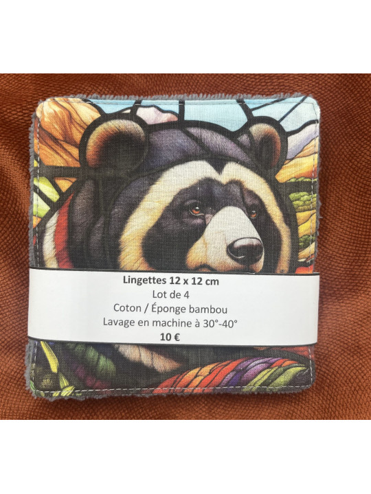 Lot de 4 lingettes lavables en coton et éponge bambou
