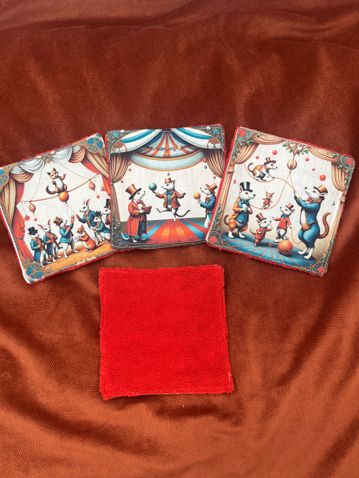 Lot de 4 lingettes lavables en coton et éponge bambou