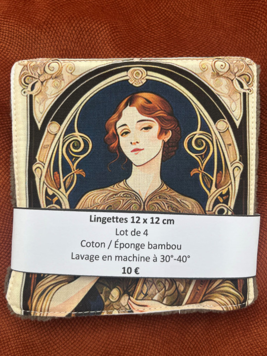 Lot de 4 lingettes lavables en coton et éponge bambou