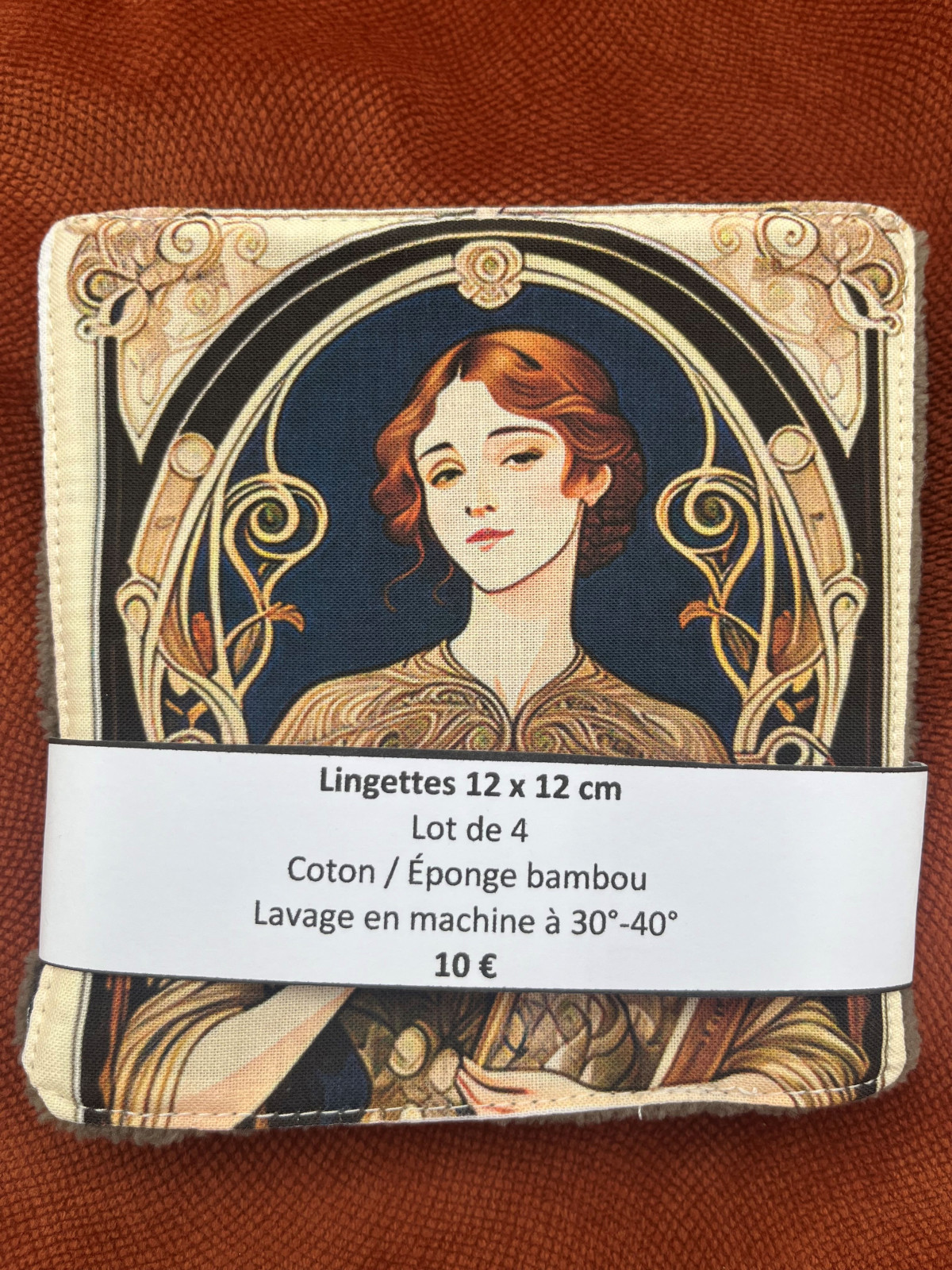 Lot de 4 lingettes lavables en coton et éponge bambou