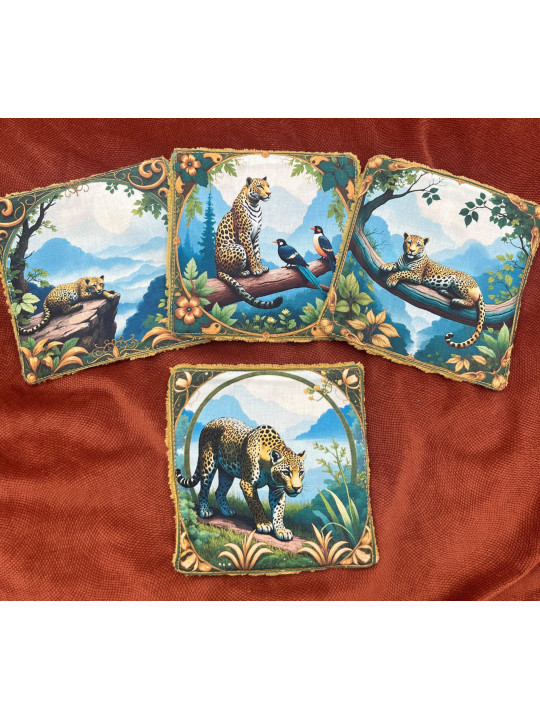 Lot de 4 lingettes lavables en coton et éponge bambou