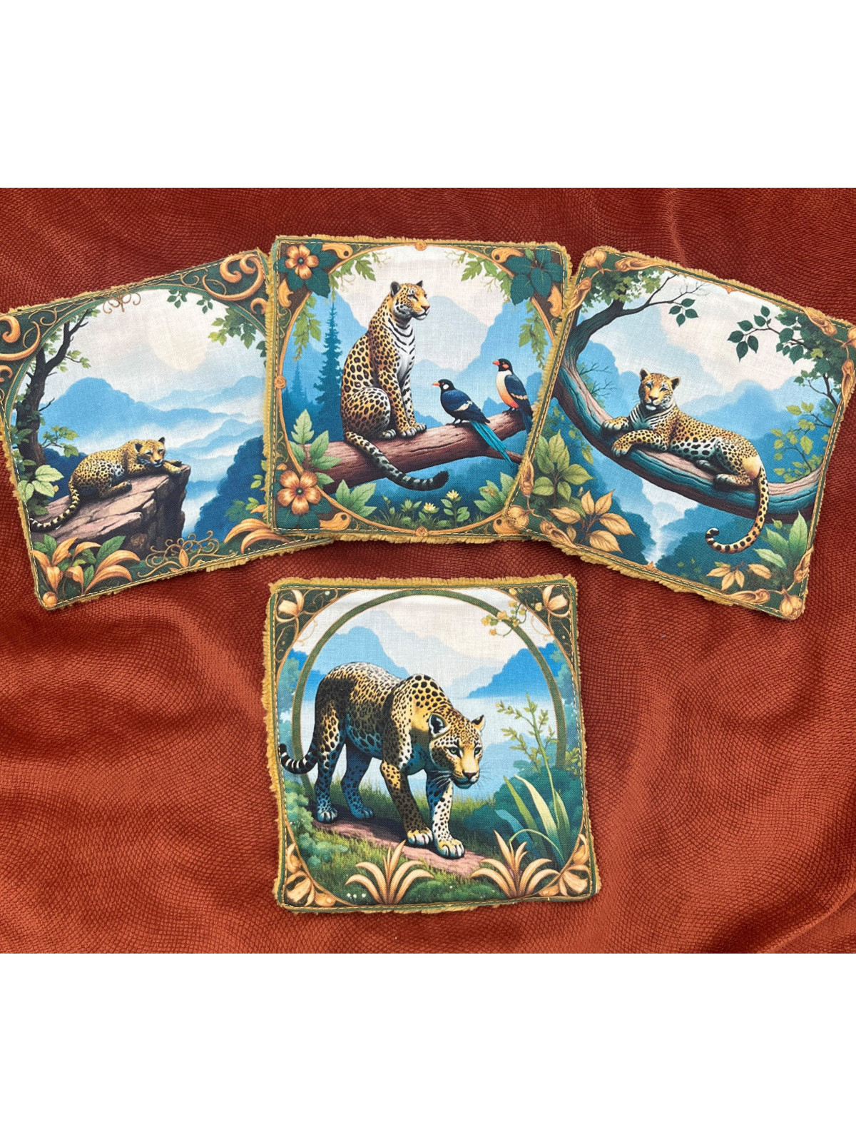 Lot de 4 lingettes lavables en coton et éponge bambou