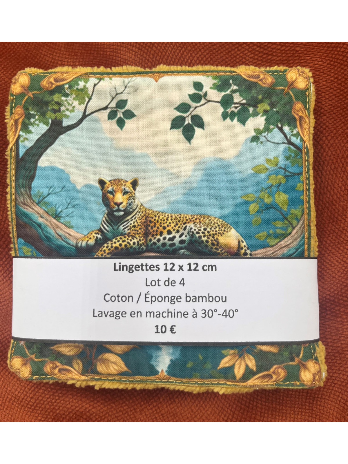 Lot de 4 lingettes lavables en coton et éponge bambou