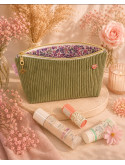 Grande trousse en velours côtelé vert