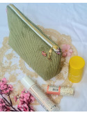 Grande trousse en velours côtelé vert