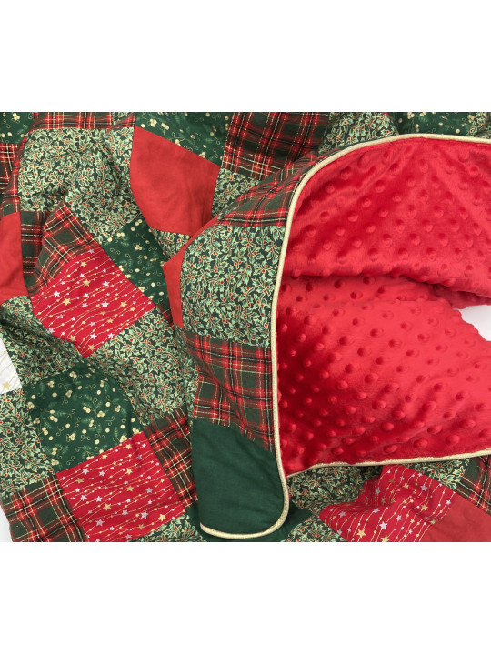 Couverture patchwork unique 100 carrés cousus main