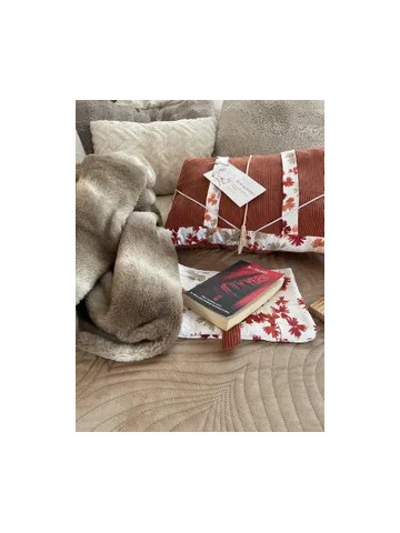 Lot cocooning, coussin de lecture et pochette à livre.