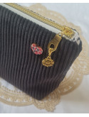 Grande trousse en velours côtelé noir et drapeau breton