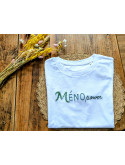 Tee shirt blanc Méno Power brodé à la main 