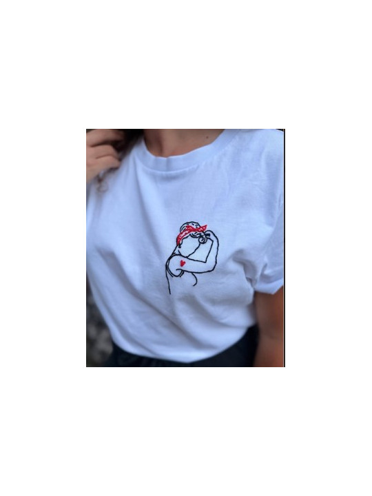 Tee shirt Girl Power brodé à la main| Roombacho