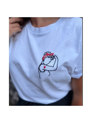 Tee shirt Girl Power brodé à la main| Roombacho