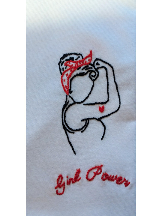 Tee shirt Girl Power brodé à la main| Roombacho