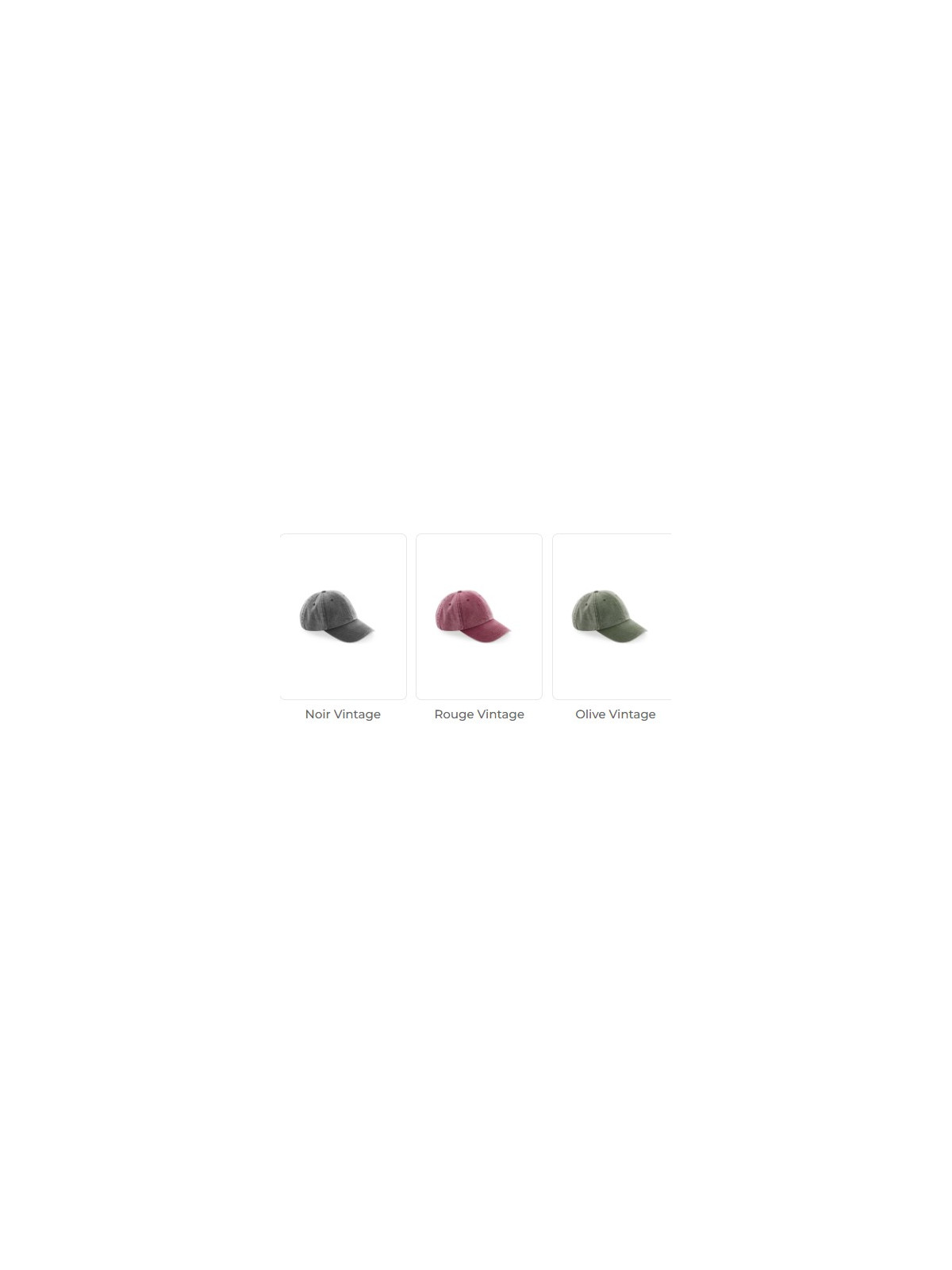 exemples de couleurs proposées : noir délavé, rouge délavé et Olive