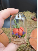 Collection Automne - Mini monde citrouille et fleurs violettes 