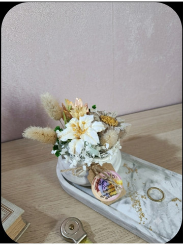 Le Duo Floral Éternel – Pot, Plateau & Son Bouquet