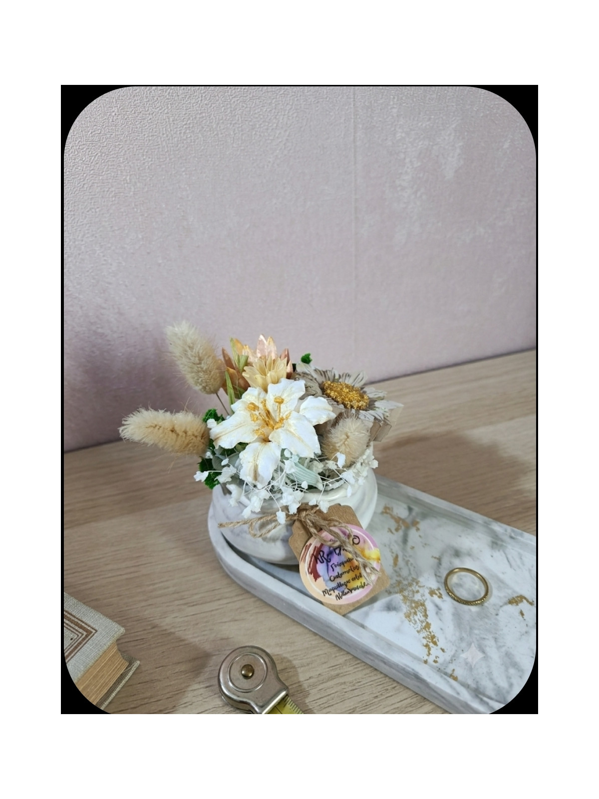 Le Duo Floral Éternel – Pot, Plateau & Son Bouquet