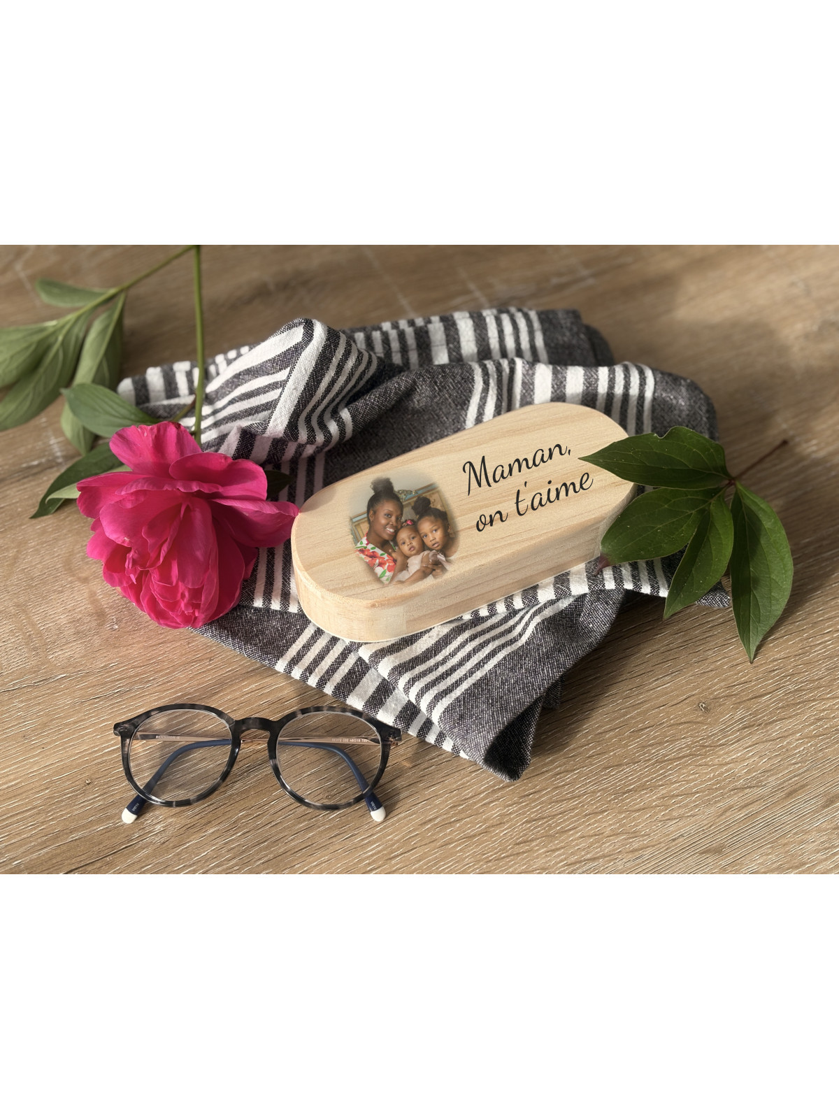 ÉDITION LIMITÉE - Boîtier à lunettes photo - Impression sur bois personnalisée