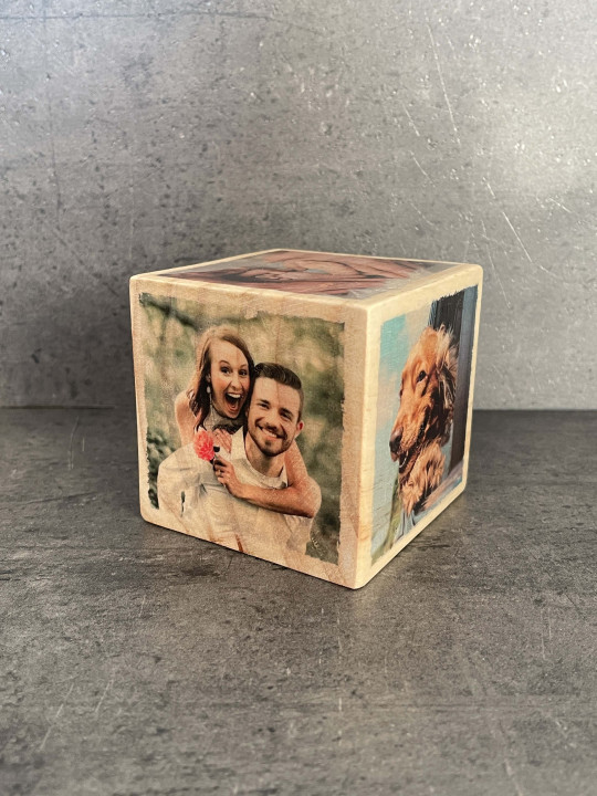 Cube photo sur bois personnalisée