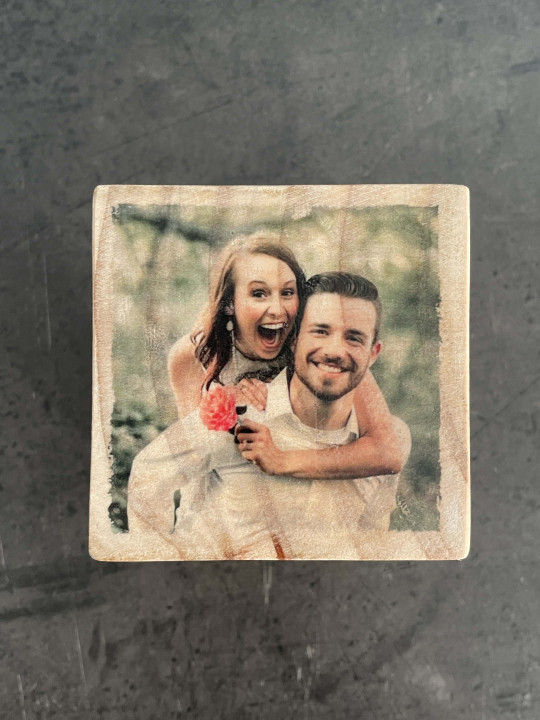 Cube photo sur bois personnalisée
