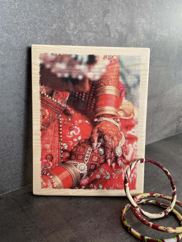 Photo sur bois femme indienne 15x20cm