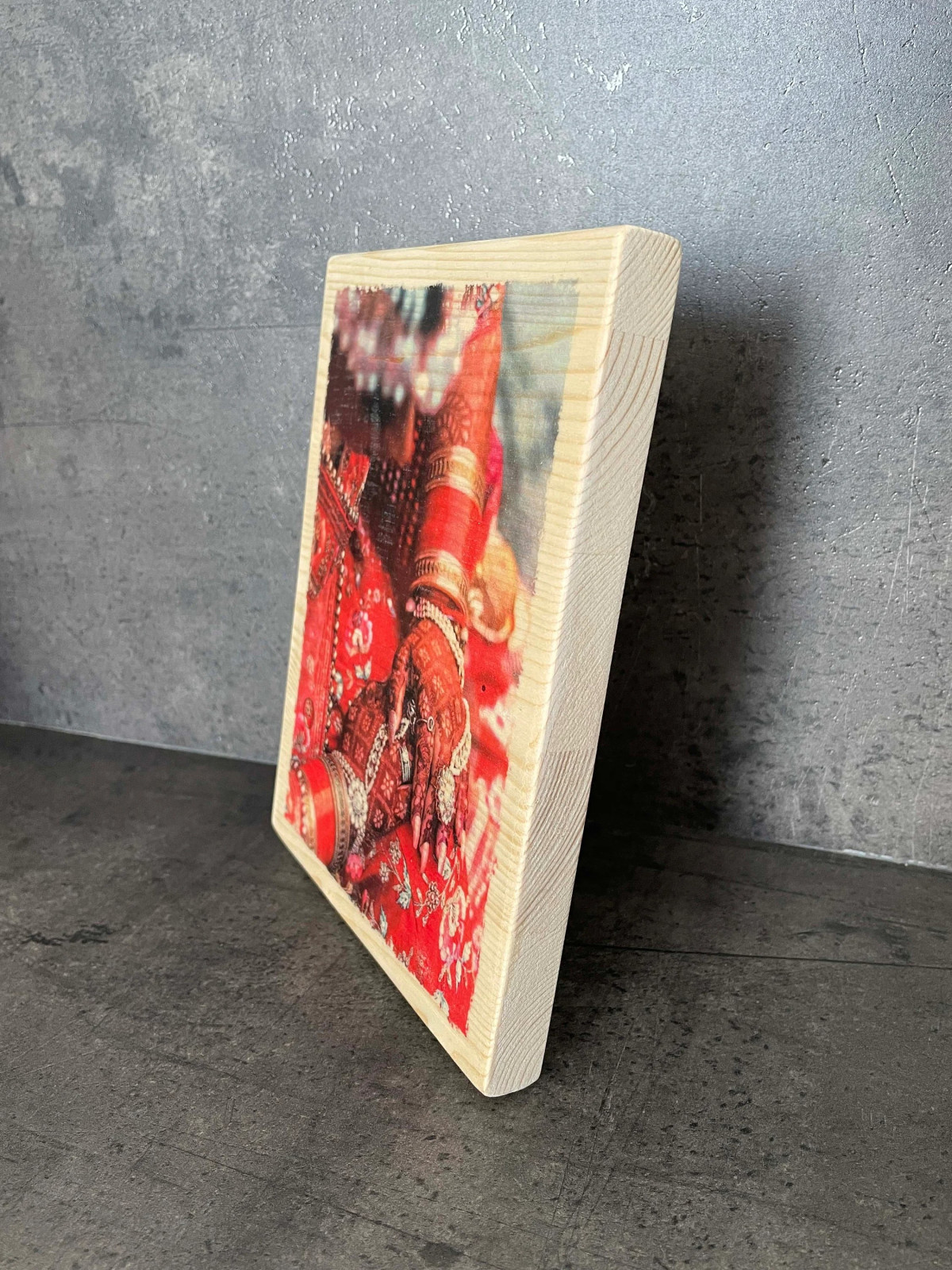 Photo sur bois femme indienne 15x20cm