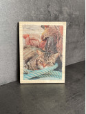 Photo sur bois chat dans les filets 15x20cm