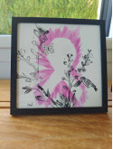 Cadre Octobre Rose – Espoir en fleurs – Aquarelle et tampons