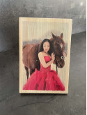 Photo sur bois femme et son cheval 20 x 30 cm